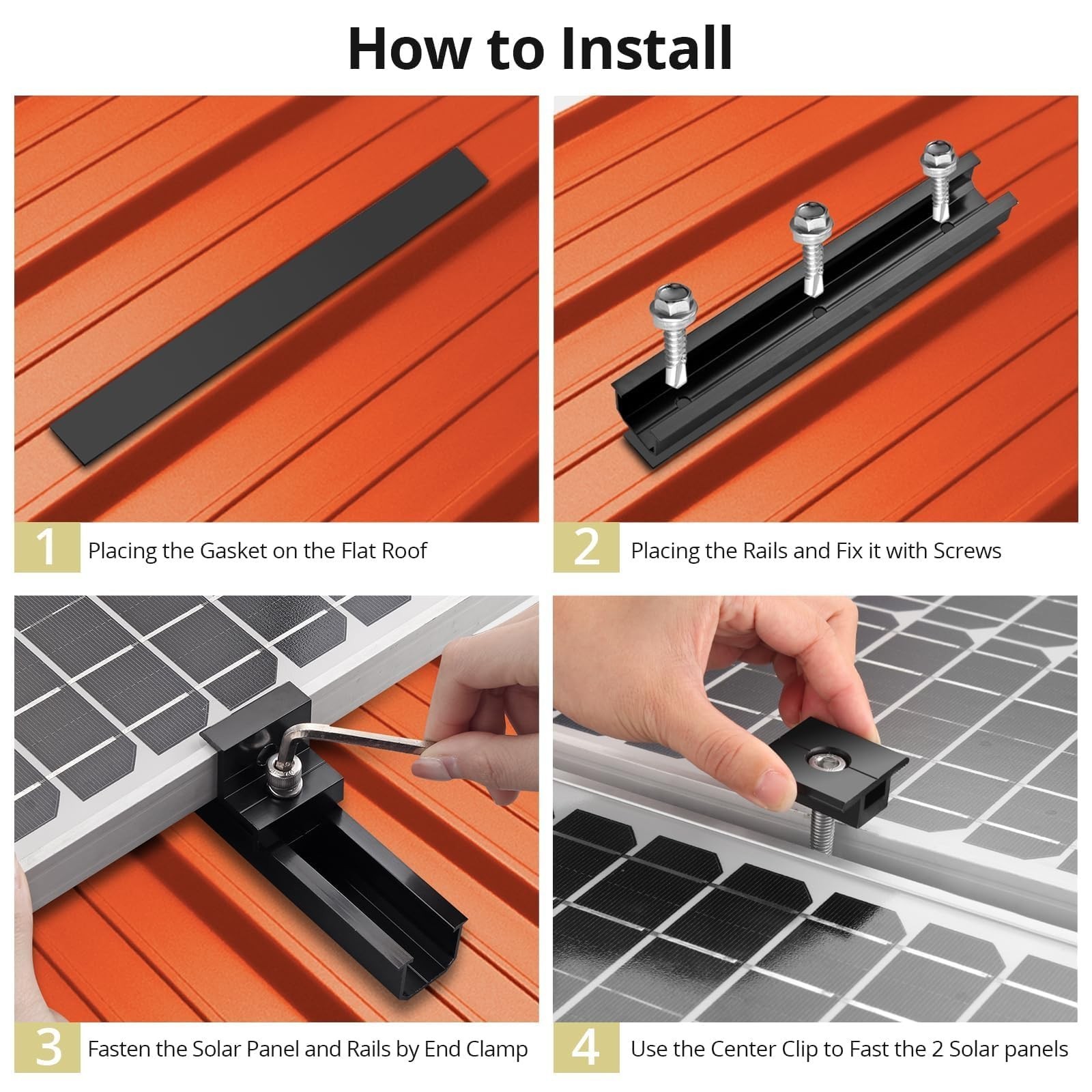 Anbte 6Pcs Solar Panel Mounting Brackets, Aluminium 7.87" Solar Panel Mountin...