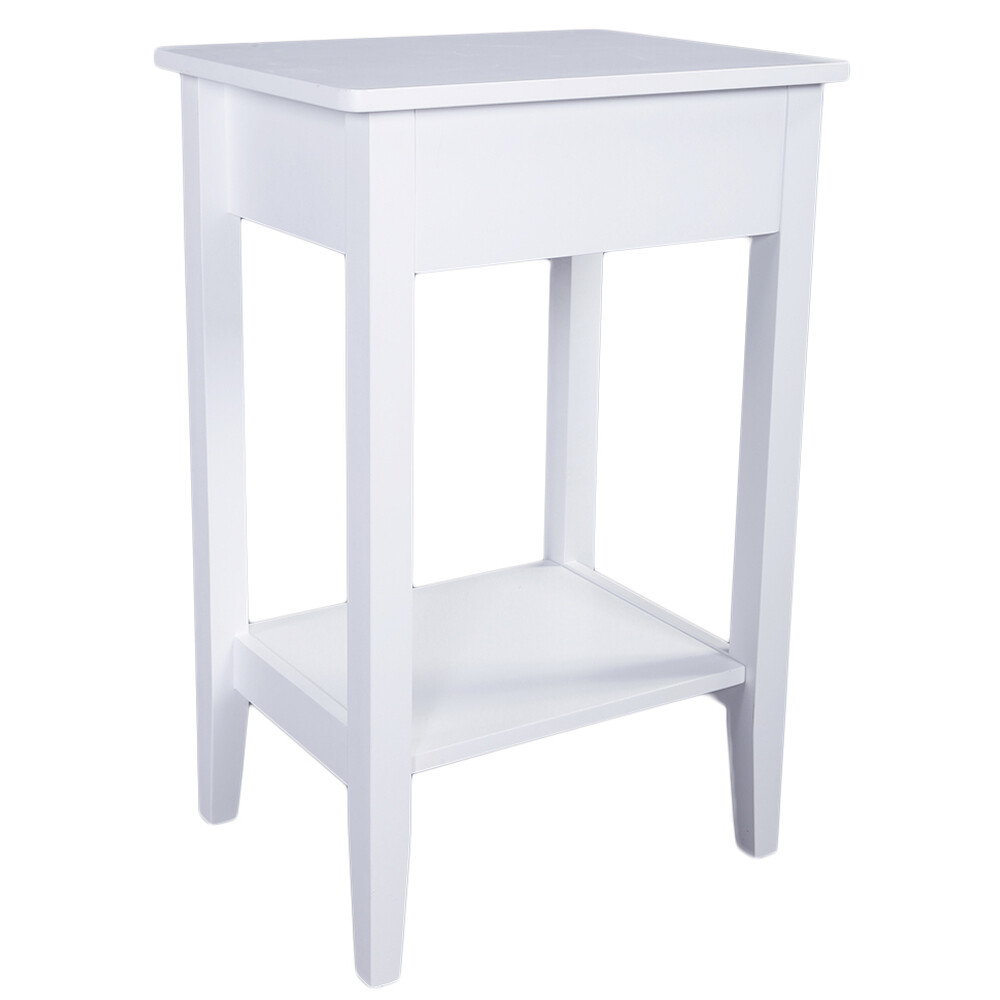 AUTOFOREVER White Paint Pull Ring Handle Single Drawer Bedside Table