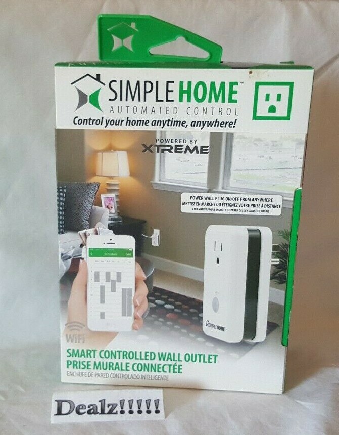 Simple Home XWS7-1001-WHT Smart Controlled Wi-Fi Wall Outlet ~ NEW