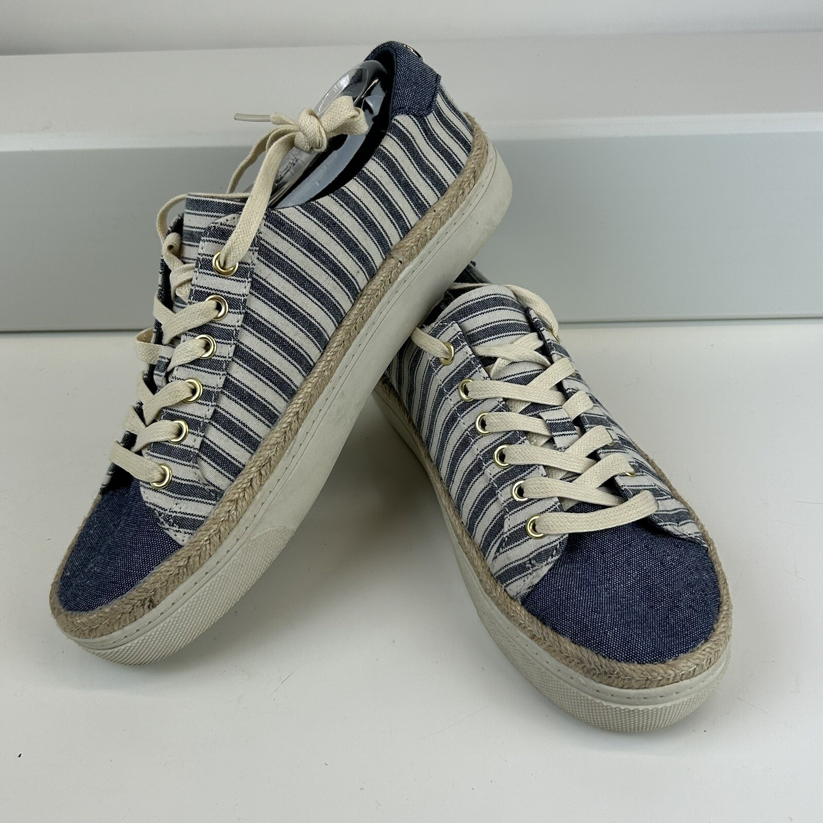 Liz Claiborne Shoes Womens 7 M Belfer Espadrilles Sneakers Lace Up Blue Fabric