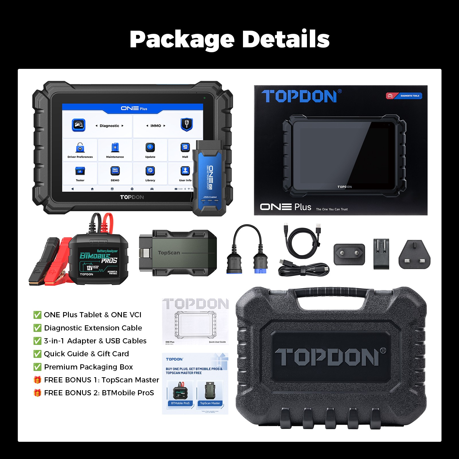 TOPDON ONE Plus J2534 OBD2 Scanner ECU Programming Auto Diagnostic Tool +2 Gifts