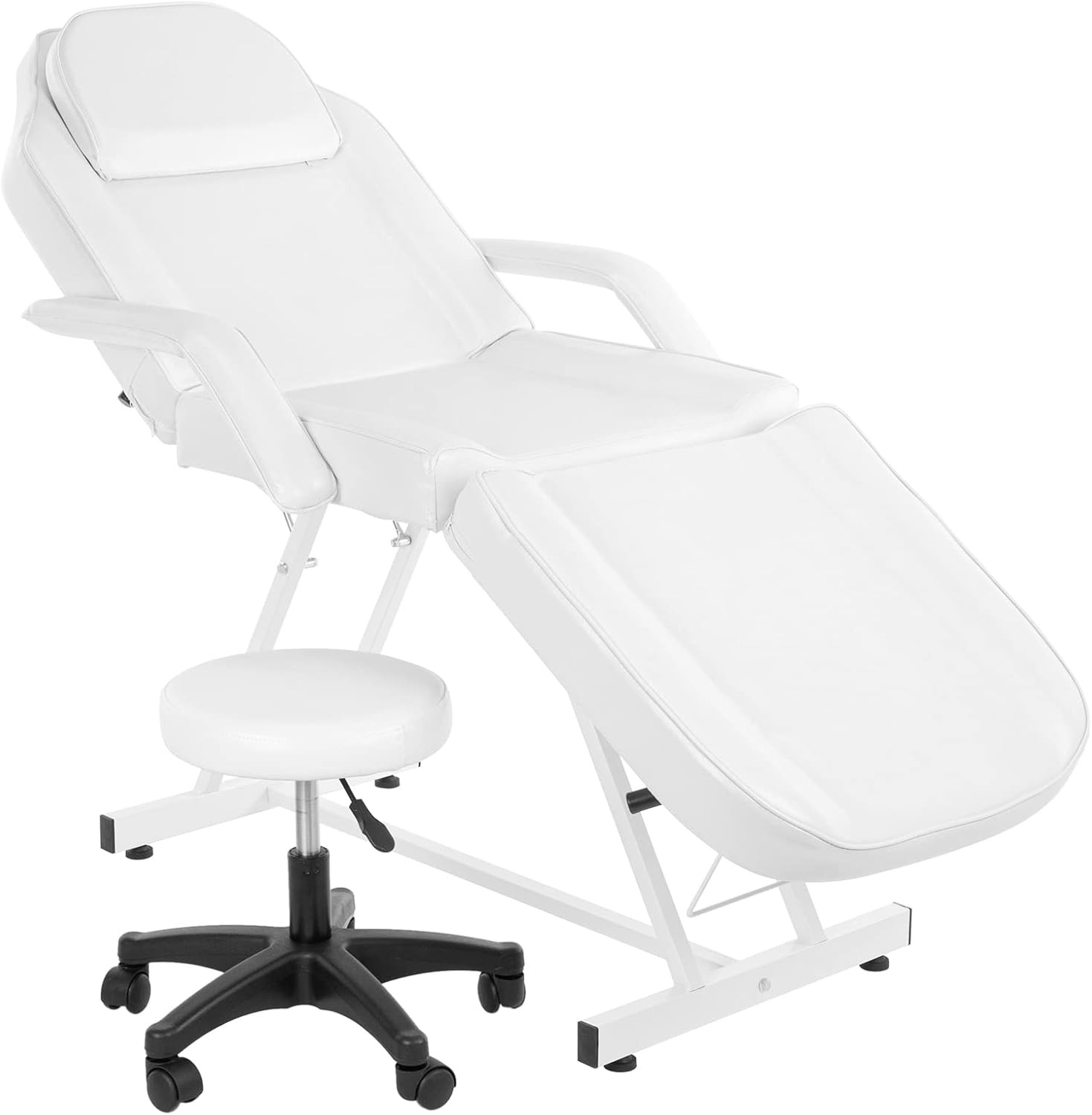 3-Section Adjustable Massage Table with Hydraulic Stool, Facial Bed for Salon