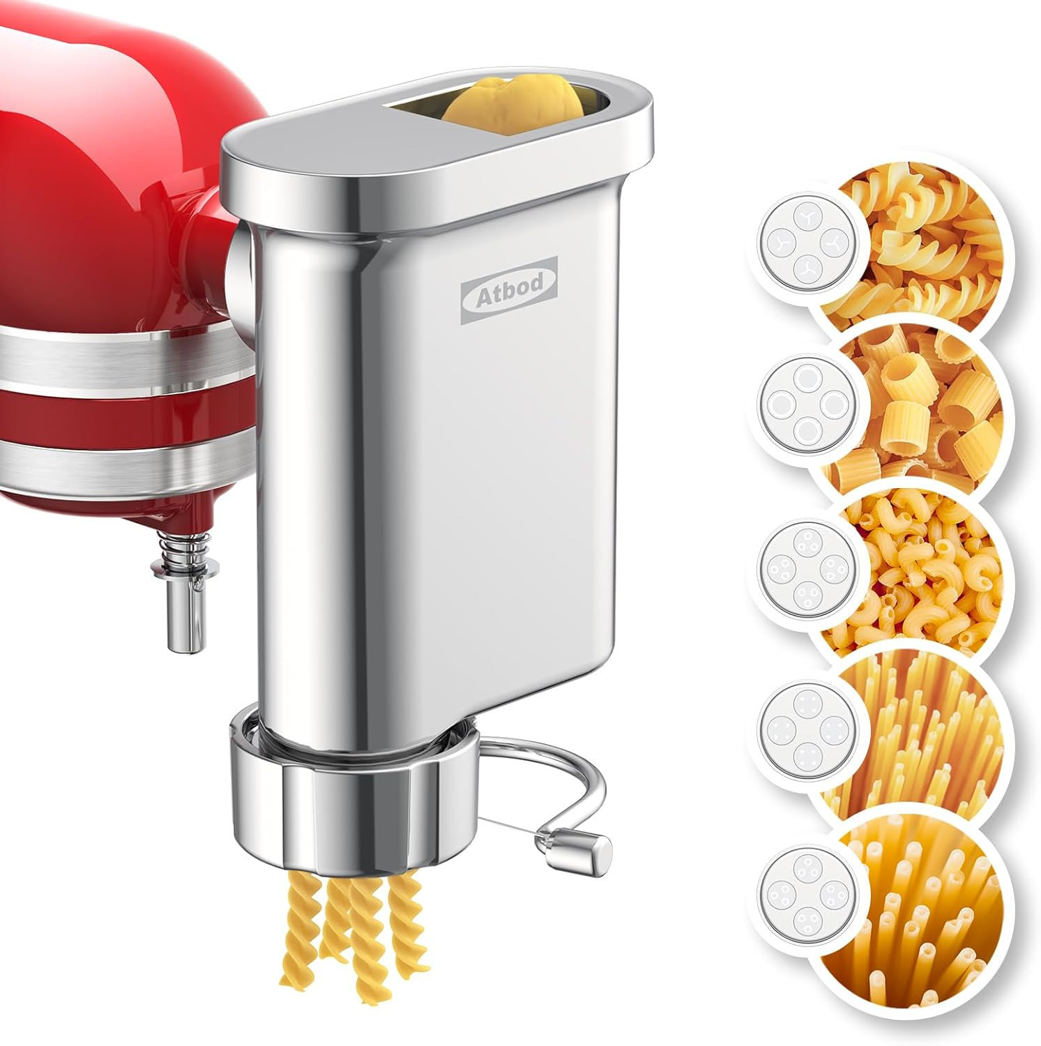 Metal Gourmet Pasta Press Attachment for Kitchenaid Stand Mixer, Pasta Maker Att
