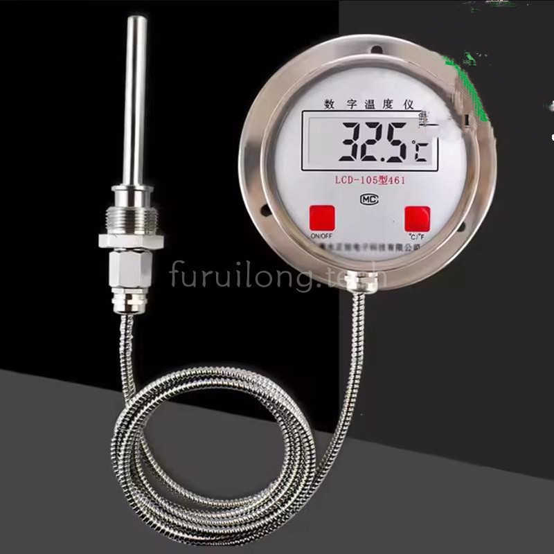 ‑50‑200℃ Electronic Digital Thermometer Stainless Steel with 2M Threaded Probe