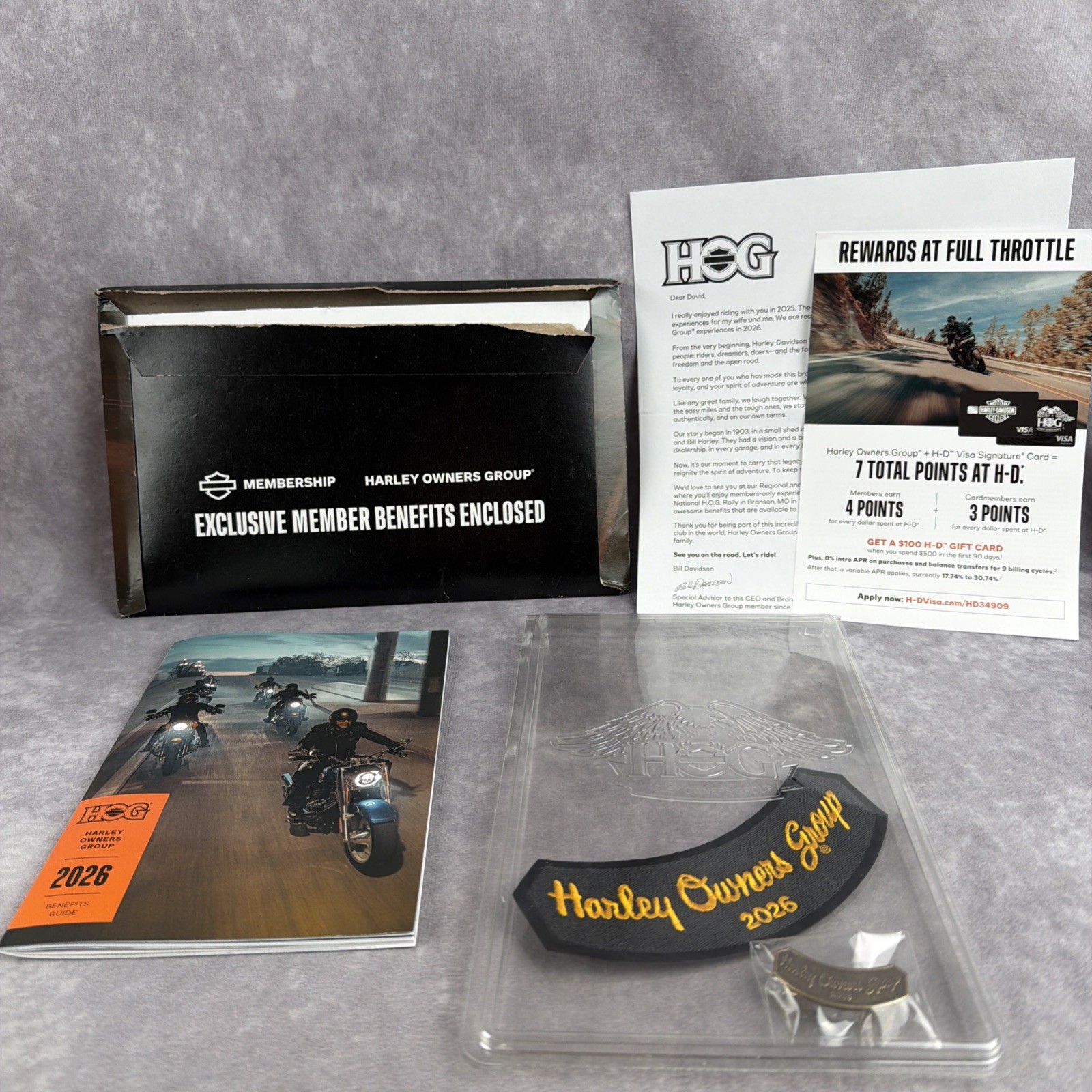 2026 Harley-Davidson Harley Owners Group Exclusive Membership Benefits Packet