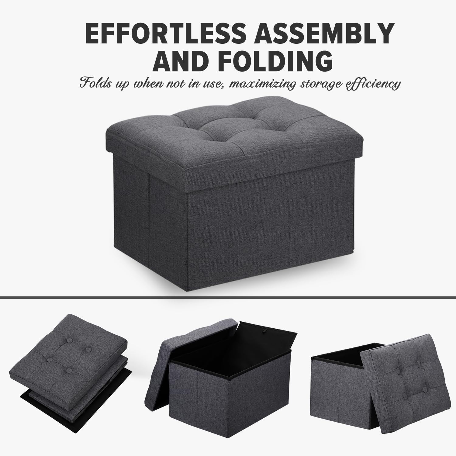 LINMAGCO Small Storage Ottoman Stool Foot Rest Stool Under Desk Stool Short
