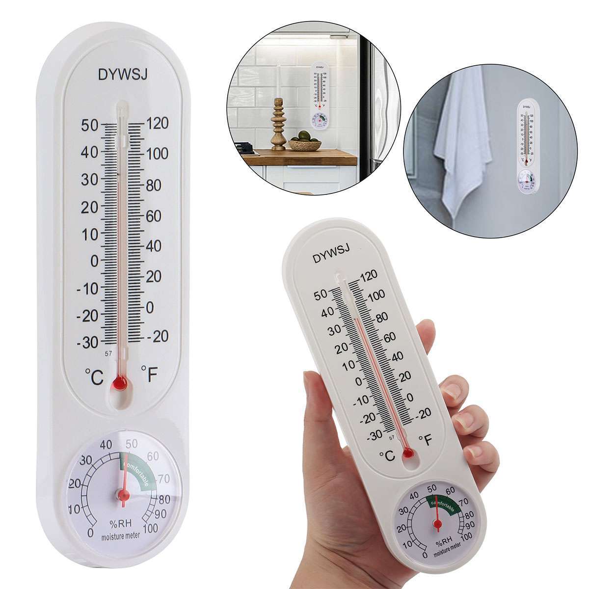 4PCS Wall-Mount Thermometer Indoor Outdoor Garden Greenhouse Home Humidity Meter