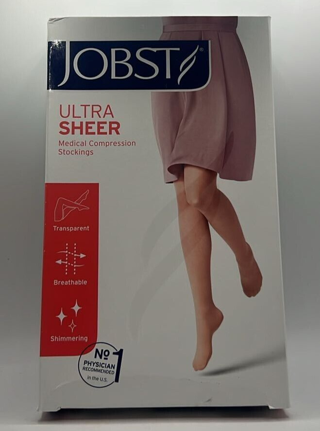 Jobst Ultra Sheer Soft Fit Compression Stockings ~ NATURAL ~ LARGE ~ READ