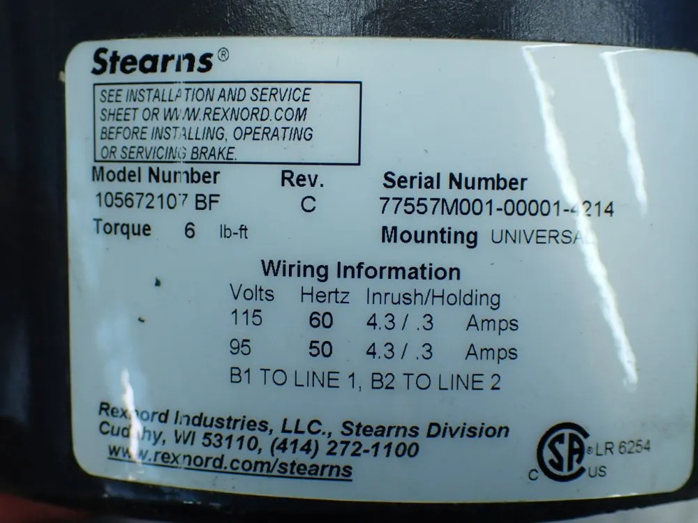 STEARNS COUPLER BRAKE 105672107 BF