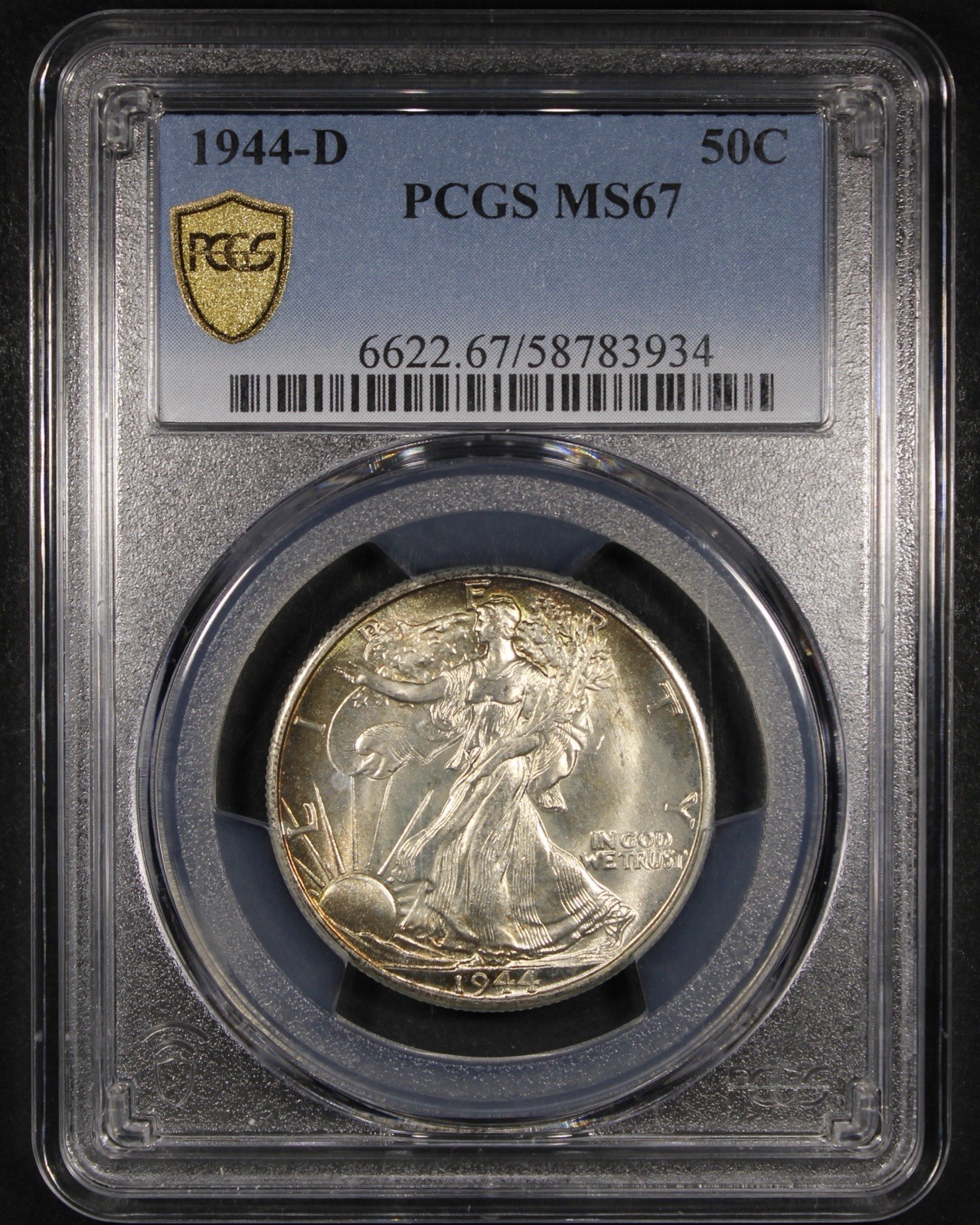 1944-D Walking Liberty Half Dollar - 50c PCGS MS67 - PCGS Gold Shield