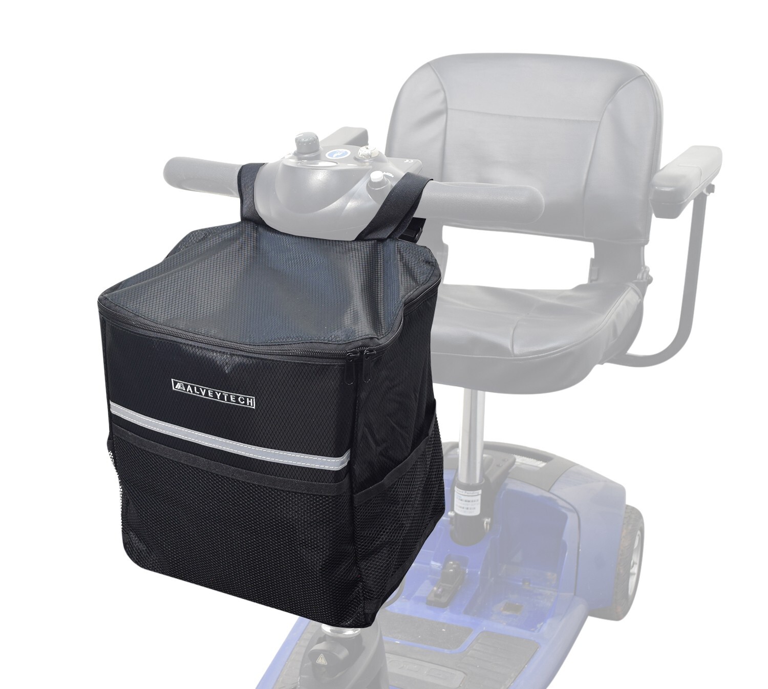 Soft Basket Tiller Bag for Mobility Scooters, Weather Resistant Storage Bag
