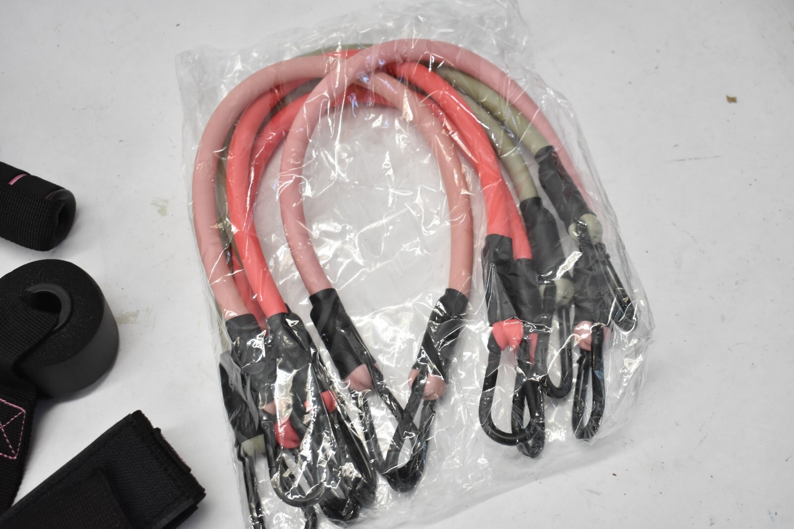 Kofof Resistance Bands Set w Black/Pink Handles w Anchors Physical Therapy