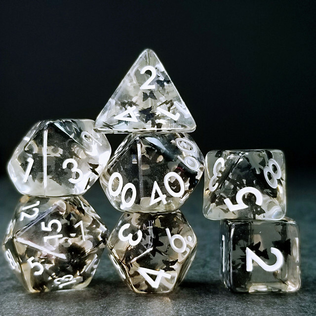 Sage's Familiars - Night Moths Familiar Resin Polyhedral Dice Set | RPG DND