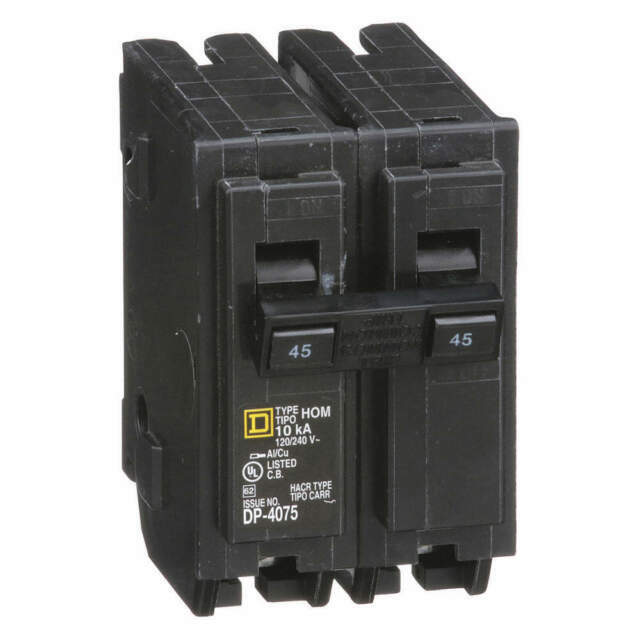 New Square D HOM245 Homeline 2 Pole 45 Amp 120 240V AC Plug In Type HOM  Breaker