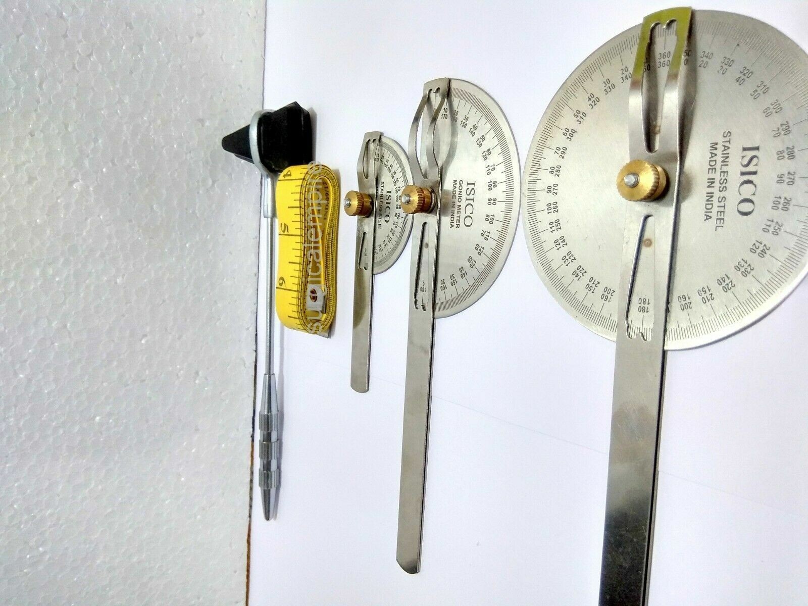 Goniometer Set of 3 Pcs Stainless Steel Hammer Measuring Tape