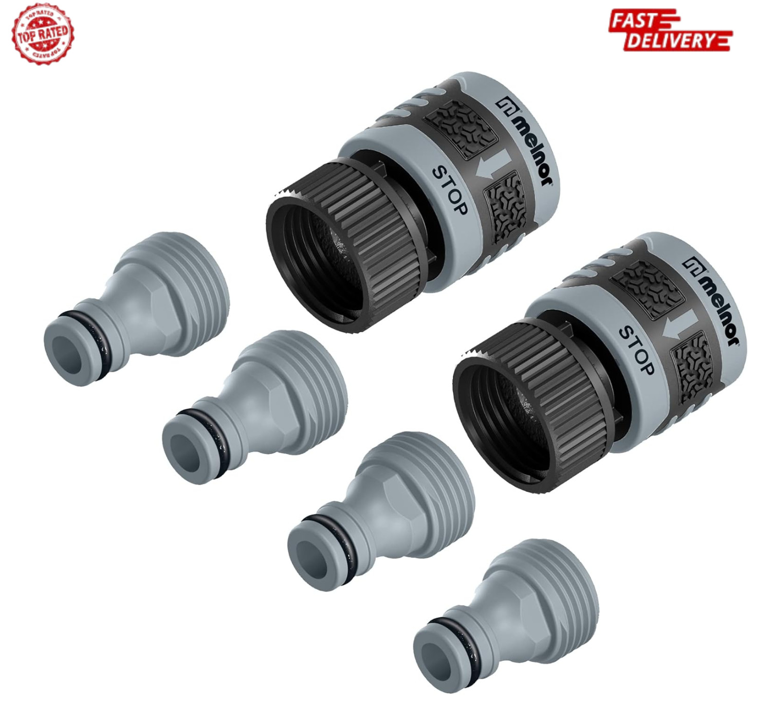 Melnor 6 Piece Quick Connect Set - Connector Bundle - Black/Blue