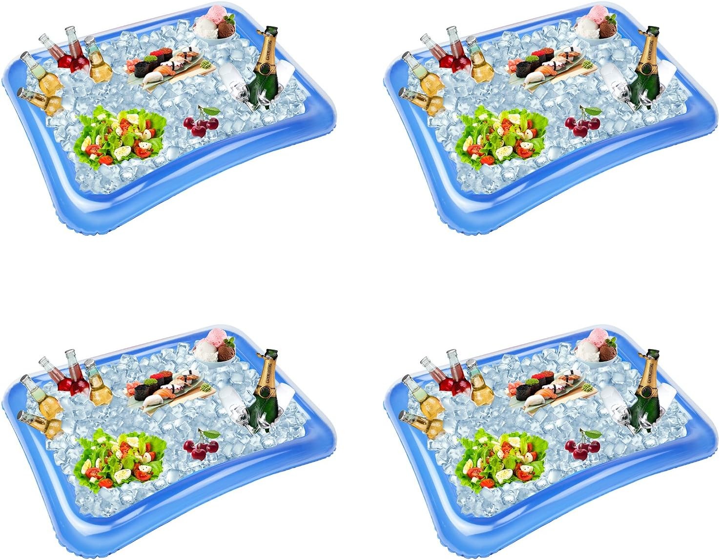 4-Pack Inflatable Ice Serving Bar Coolers for Parties, Salad BBQ Picnic Ice Food