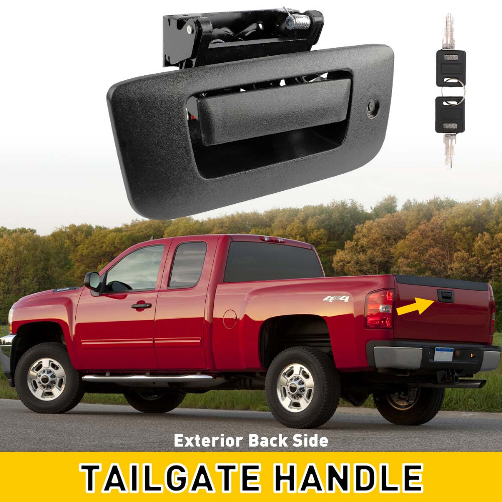 Tailgate Handle Latch w/Lock & Bezel For 2007-2014 Chevy Silverado GMC Sierra