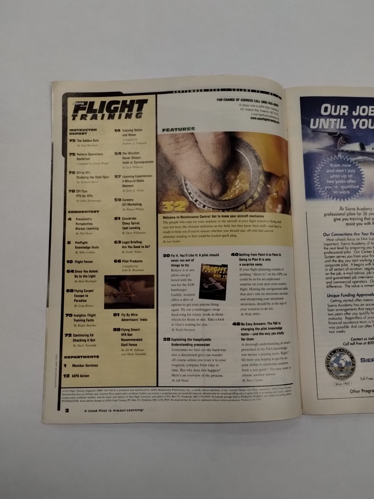 AOPA Flight Training Magazine September 2003-Original