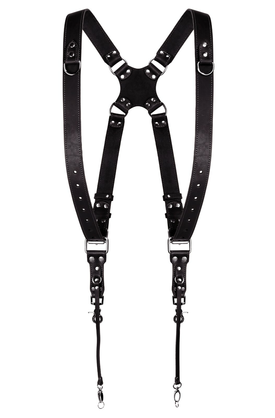Leather Harness Two Camera DSLR/SLR Strap Adjustable Size Black Dual Shoulder508
