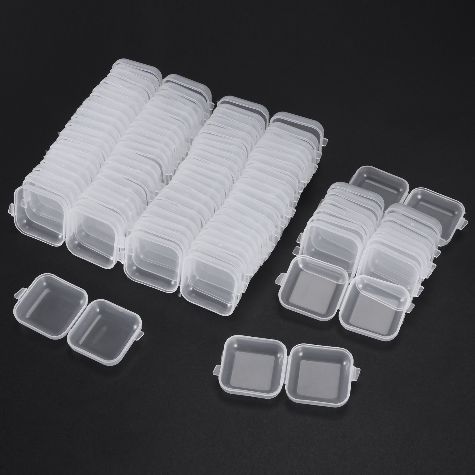 50Packs Small Clear Plastic Storage Containers,Mixed Empty , Case with Lids6835