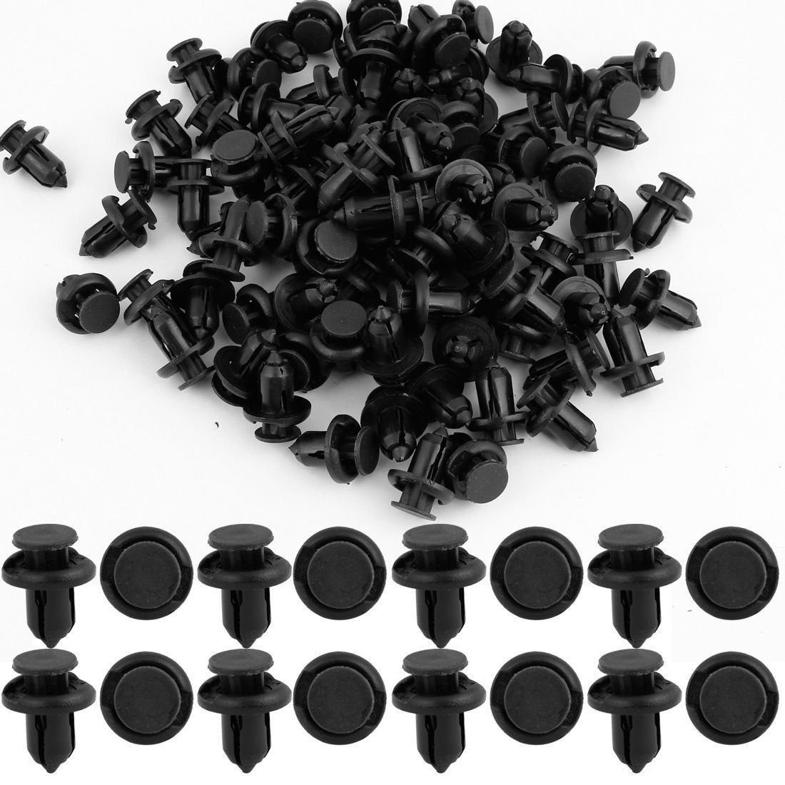 100pcs - 10mm Nylon Clips Plastic Push (Diameter) x 13mm (Length), Black