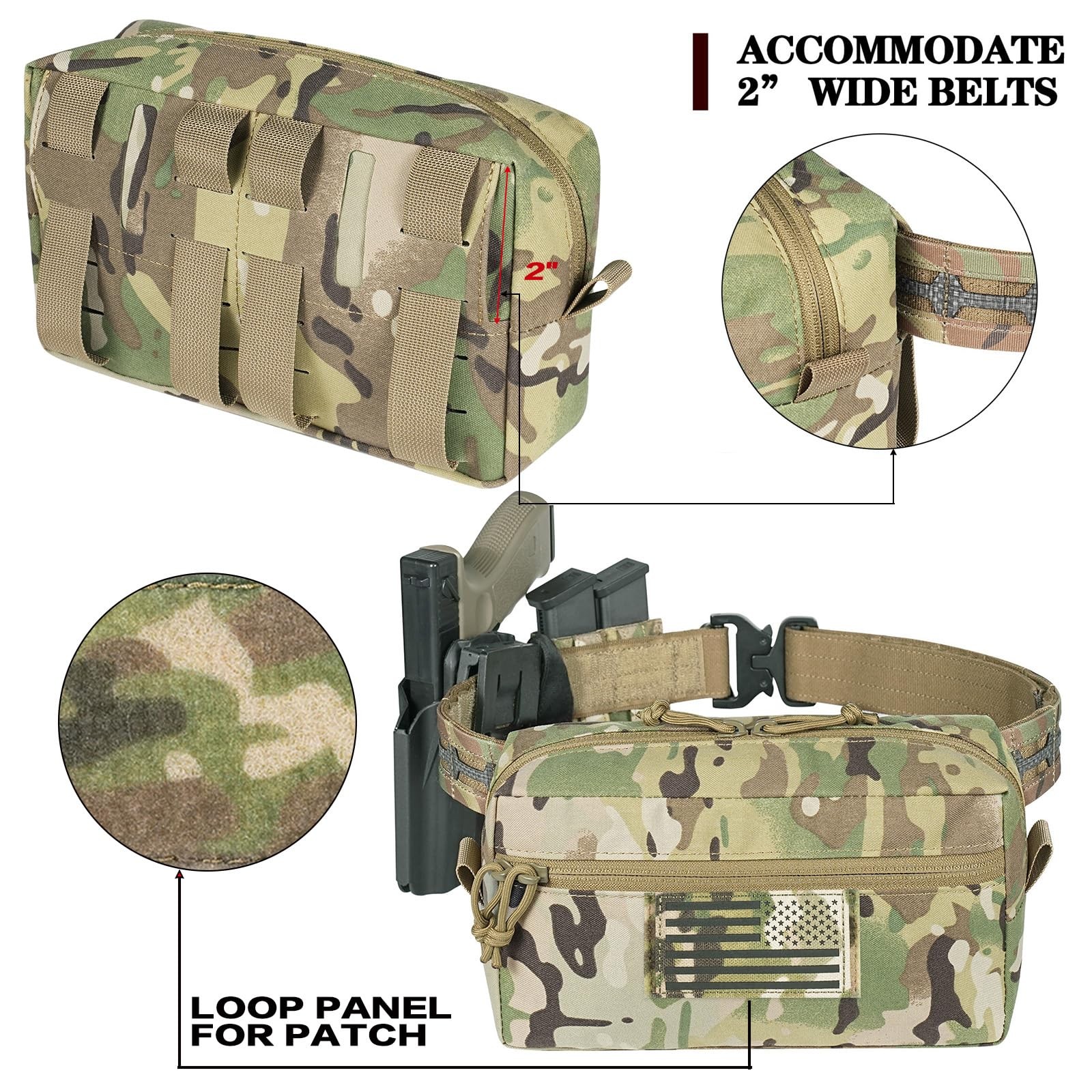 Tactical GP Wide/Tall Pouch,Molle General Purpose Pouches,Structured Horizont...