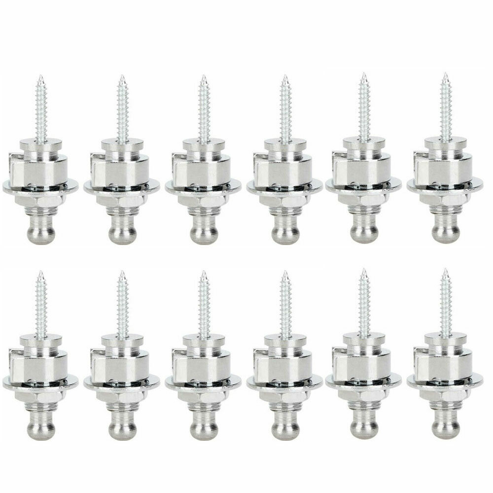 4-12 PCS Chrome Round Head Strap Locks Buttons for Guitar Bass Style Parts ELH