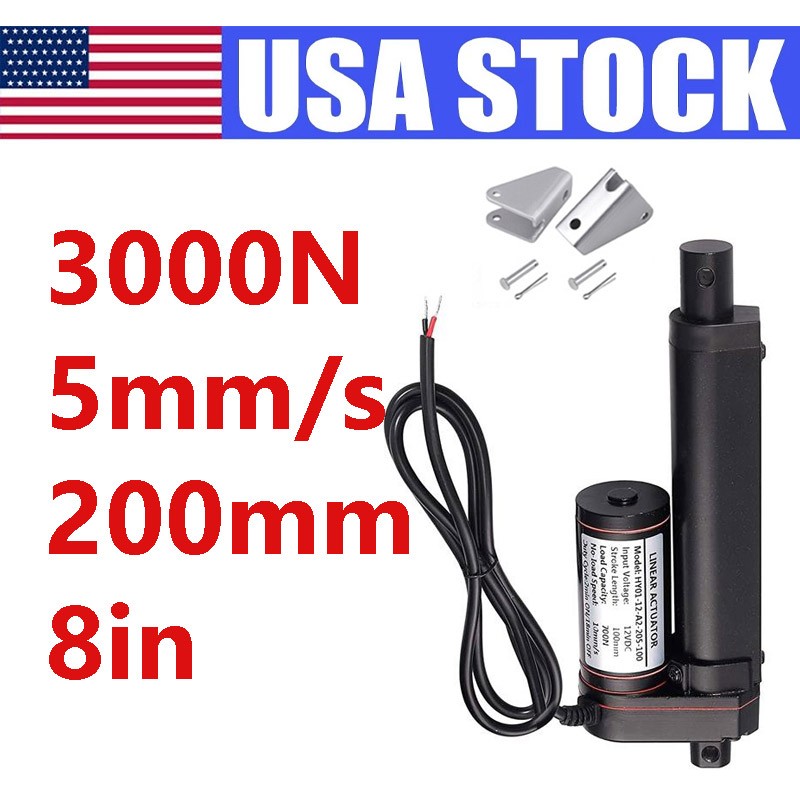 8Inch 200MM High Speed5mm/s Linear Actuator Motor 3000N DC 24V Mounting Brackets