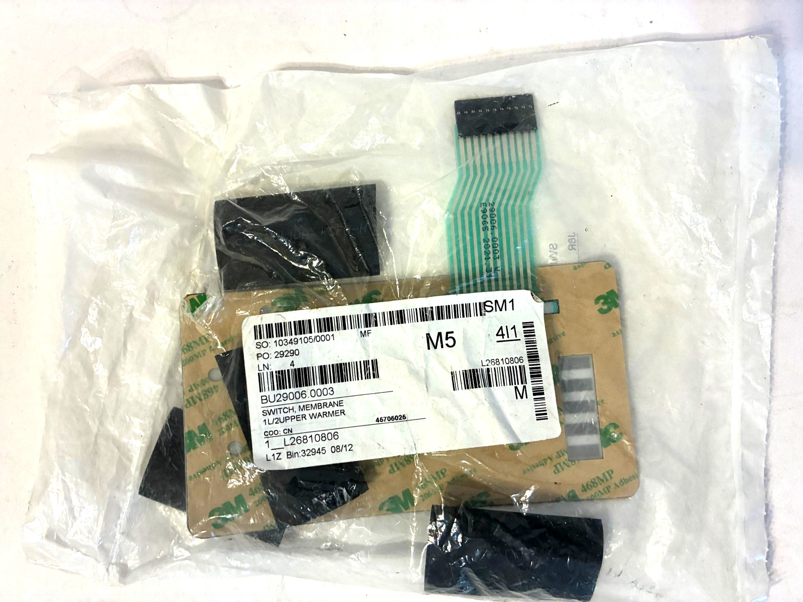 Bunn Coffee Brewer Switch Membrane- NEW in Sealed Bag- Part# 29006.0003
