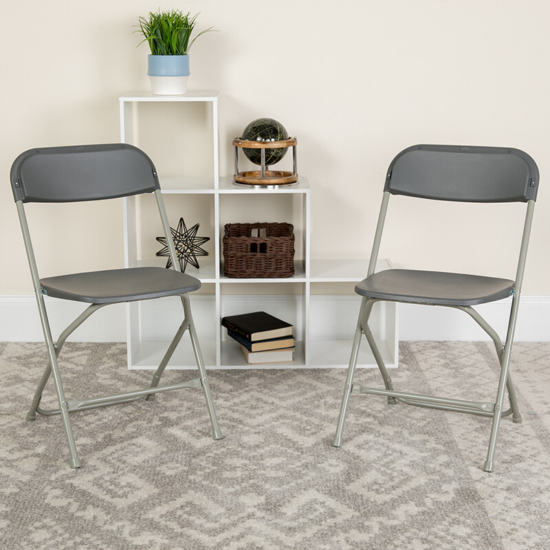 (50 PACK) 650 Lbs Capacity Commercial Quality Gray Plastic Folding Chairs
