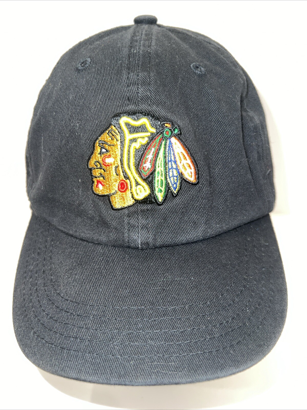 Chicago Blackhawks Brave Logo on Black Youth Cap Hat Strap Buckle 47 Brand NHL