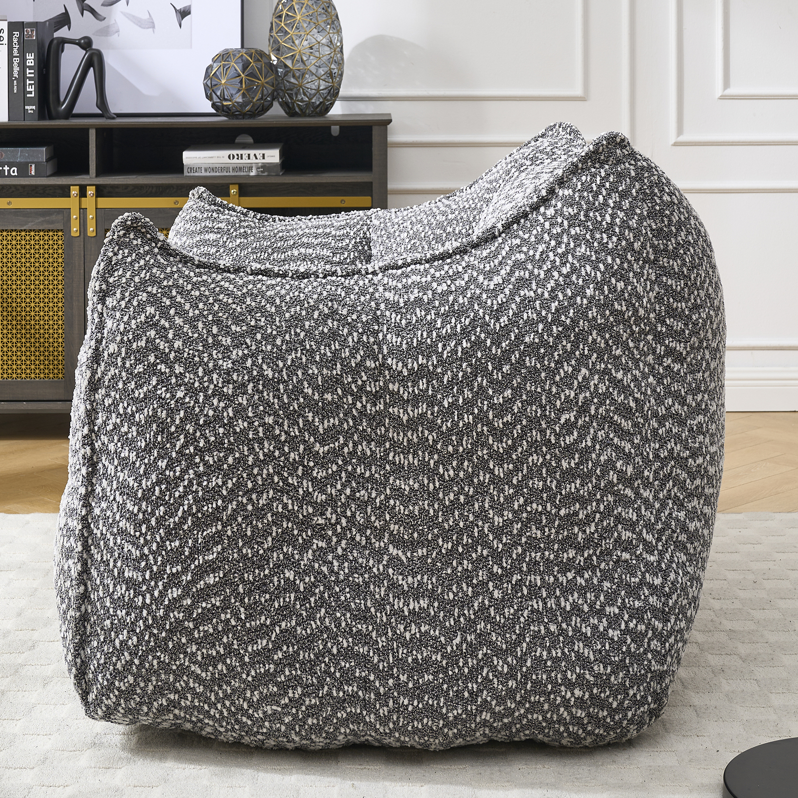 Bean Bag Chairs resilient foam for bedrooms comfortable square lazy sofa Grey