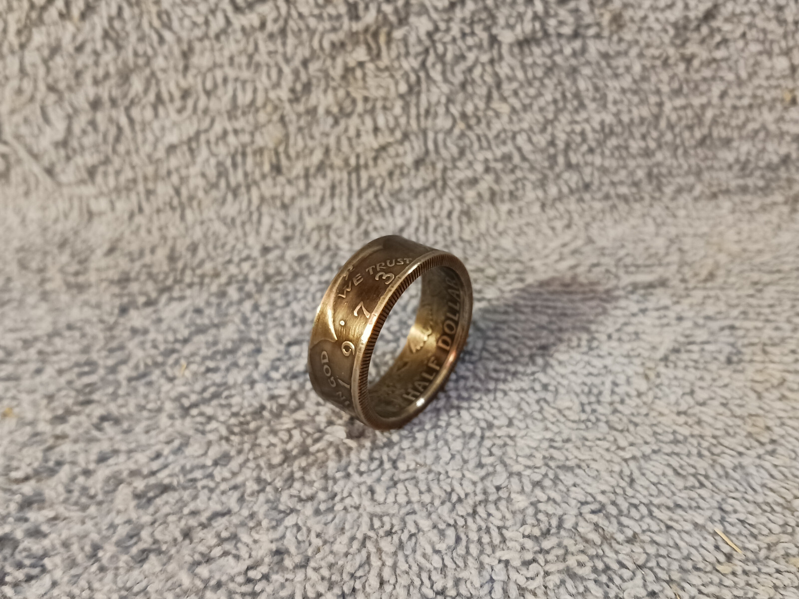 1973  Kennedy Half Dollars  size 13  coin ring  Handmade mixed metals