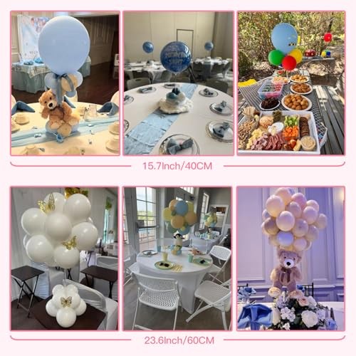 Clear Acrylic Balloon Stands for Table, Adjustable Height 15.75 Inch, 4 Pack