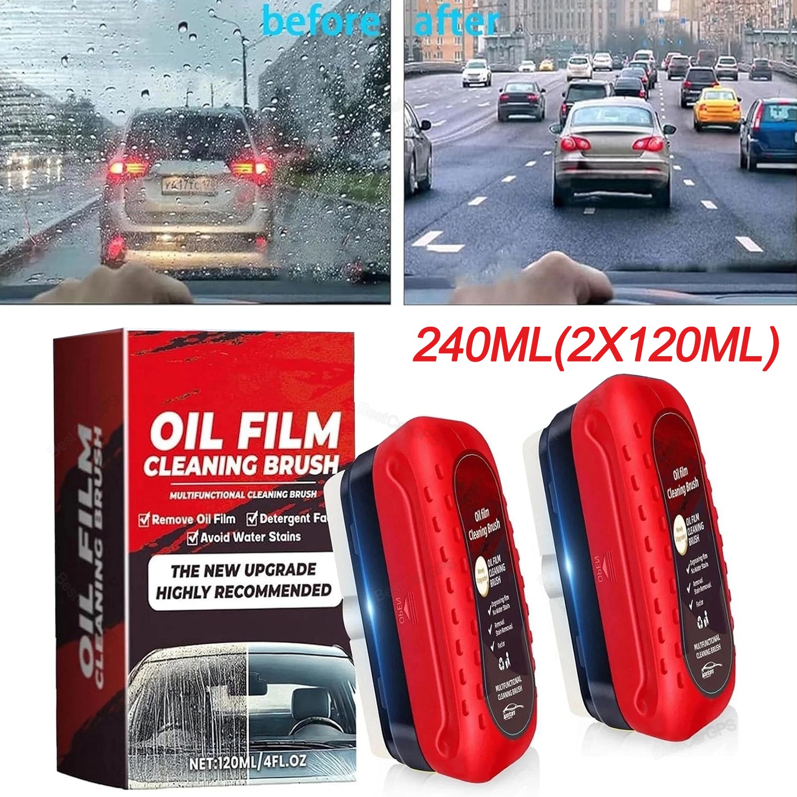 2x Automotive Oil Film Cleaning Brush Glass Board Car Windshield Cleaning Brush