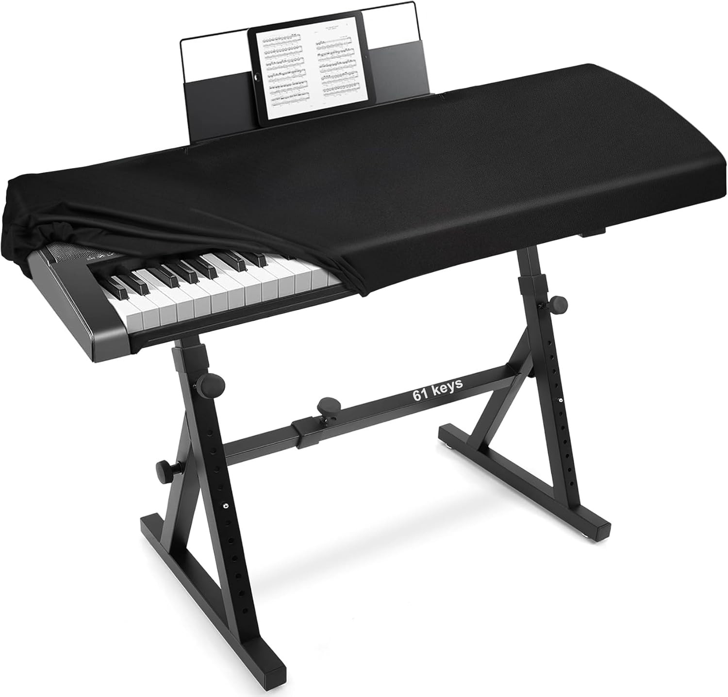 Stretchy 61 Keys Piano Keyboard Dust Cover with Music Stand