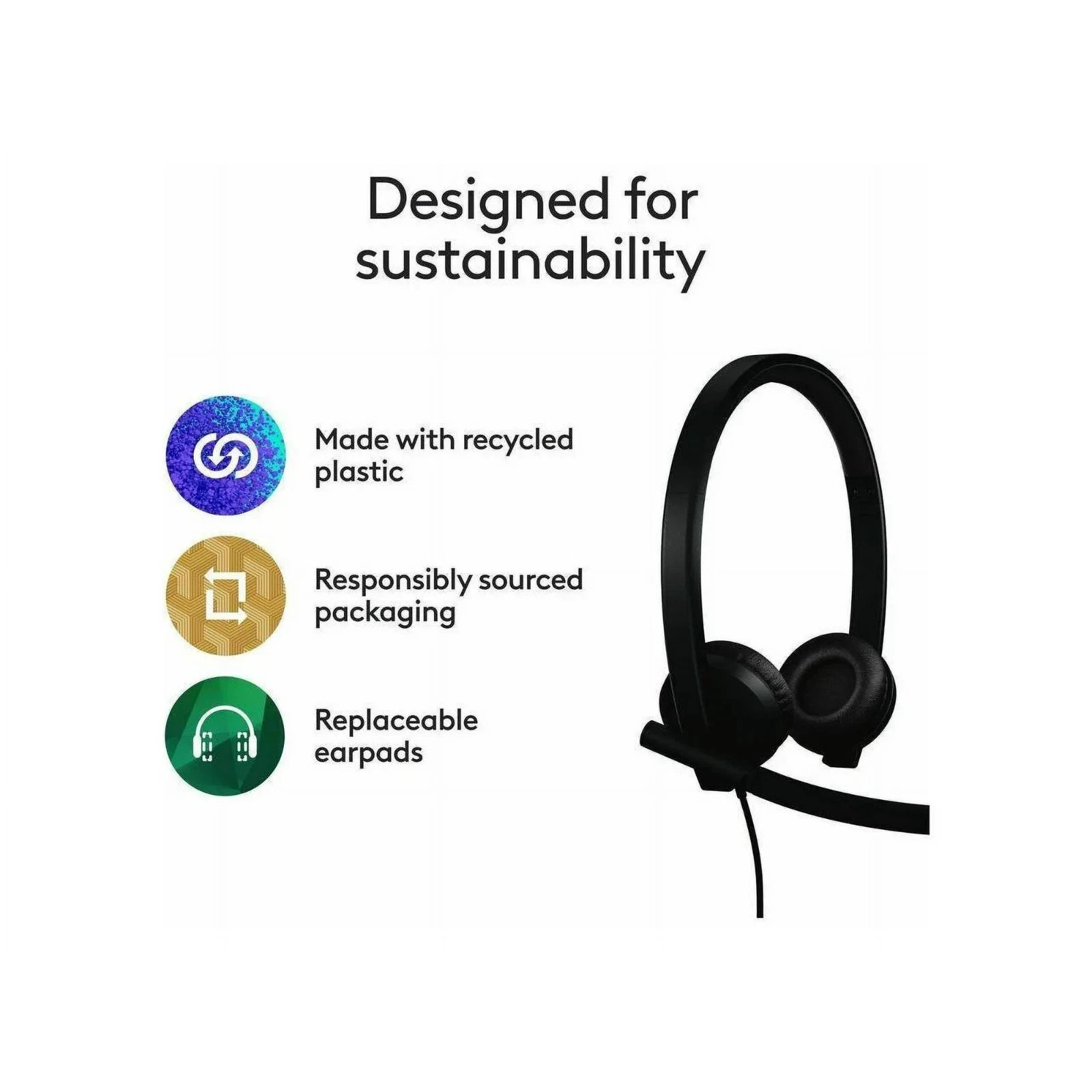 BRAND NEW! Logitech H570e USB Headset with Microphone for PC and Mac