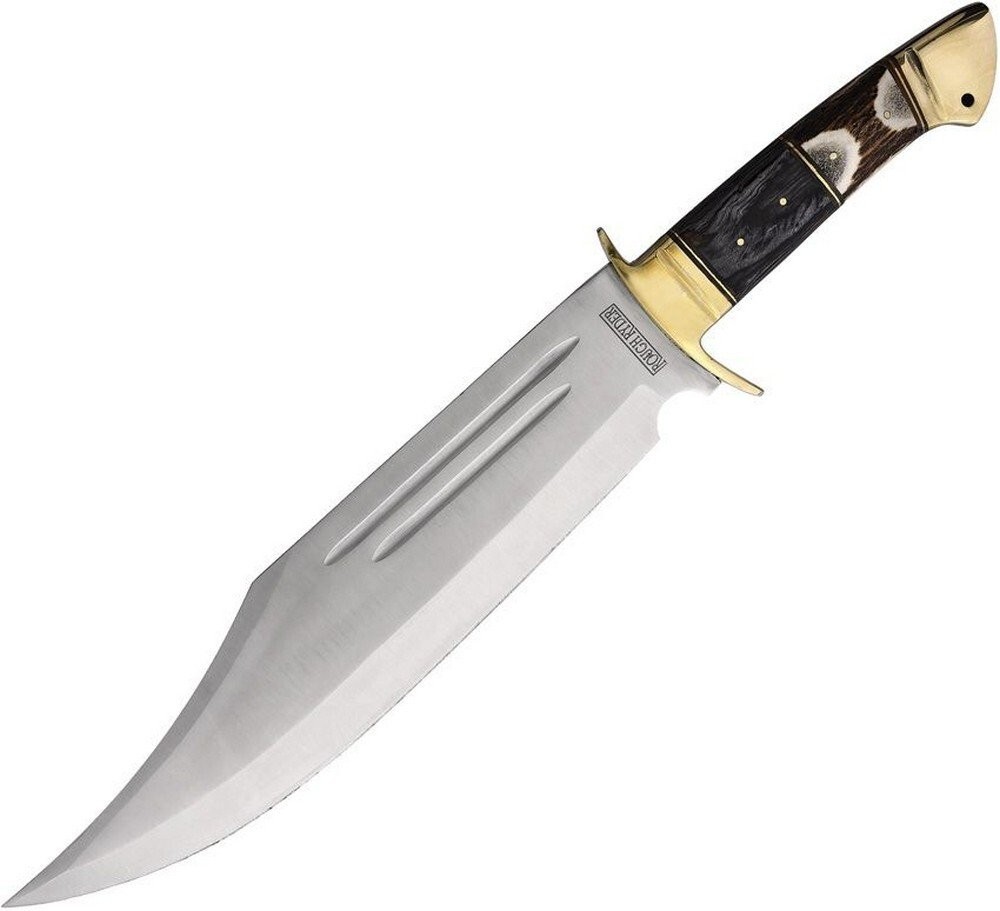 Rough Ryder Stainless Steel Bowie Blade Wood Handle Fixed Knife - BOWIE