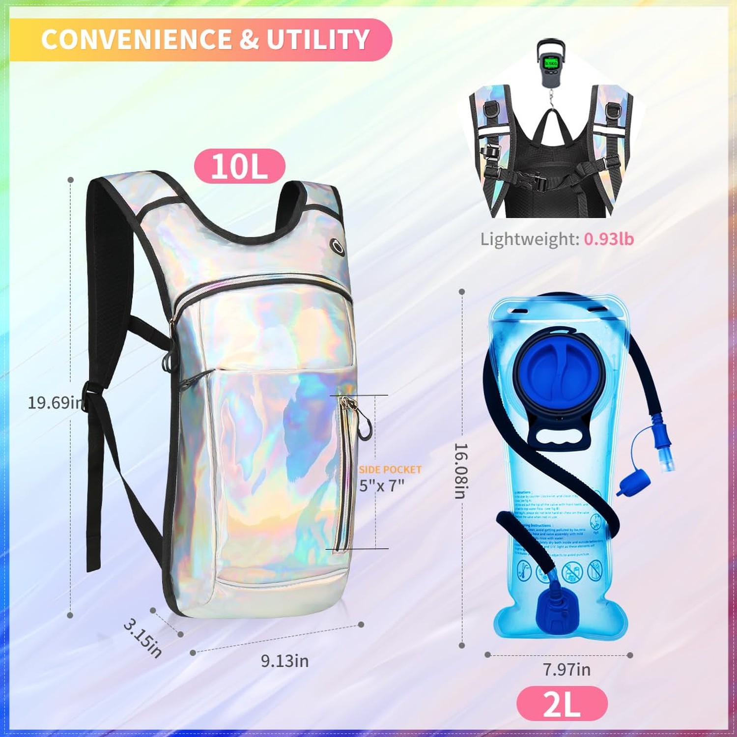 Hydration Backpack, Water Backpack with 2L Hydration Bladder, Rave Backpack H...