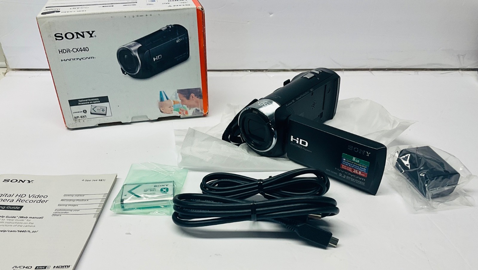 Sony HDR-CX440 HandyCam NP-BX1 Battery USB Cable Digital HD Camcorder Camera Blk