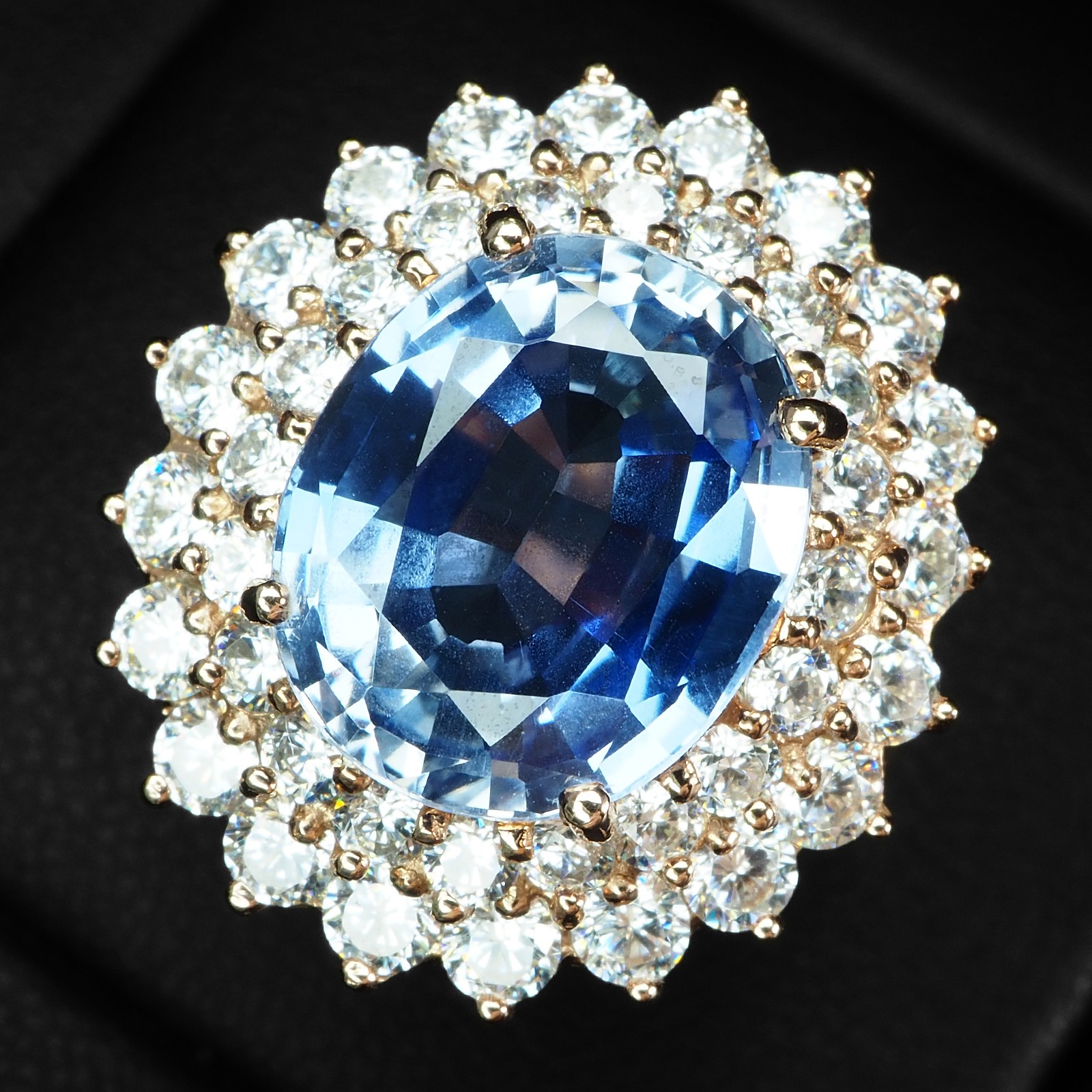 DOUBLE HALO RINGS WITH BLUE TANZANITE 6.25CT 925 STERLING SILVER RINGS SIZE 6.25