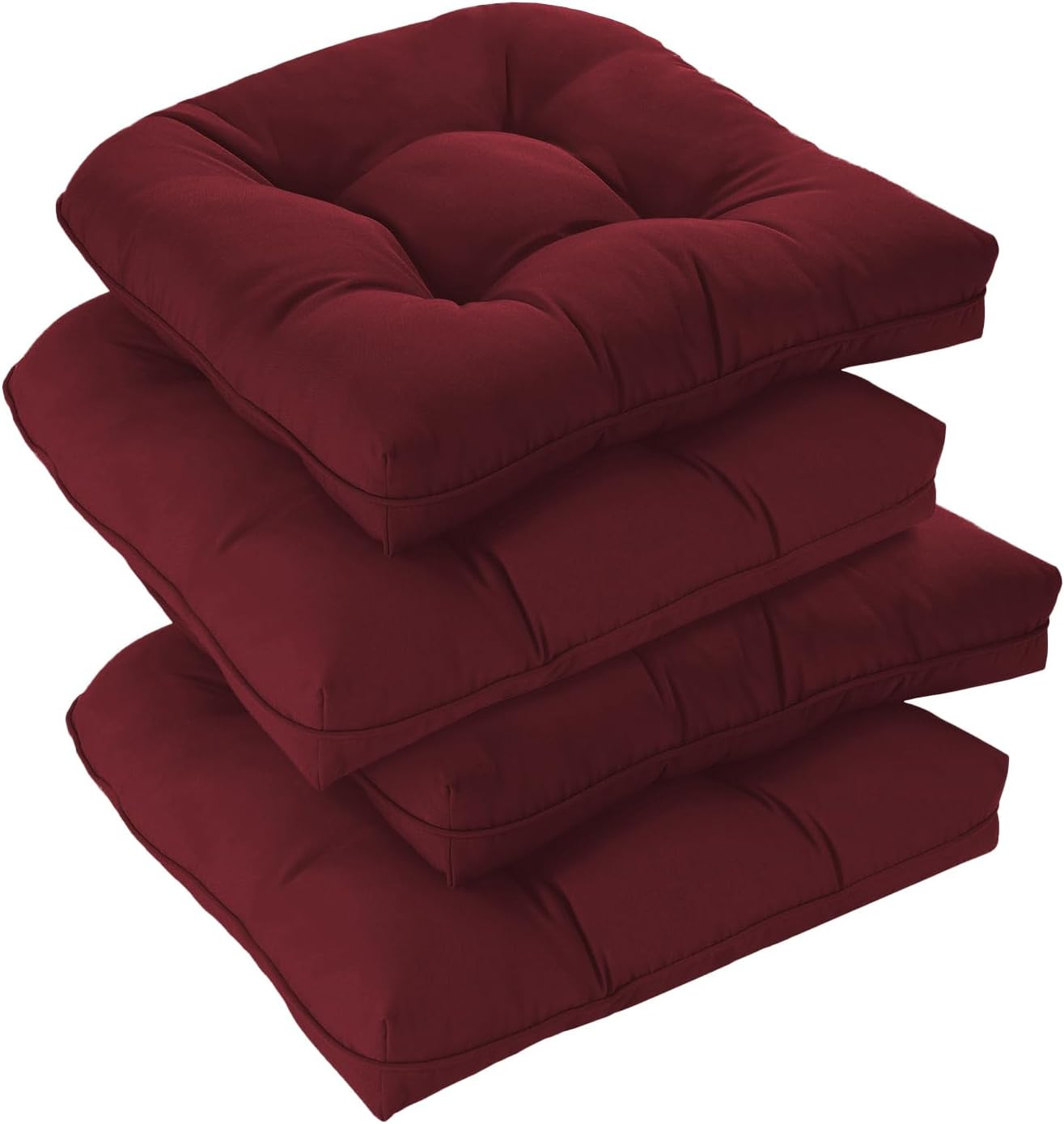 Outdoor Chair Cushions Set of 4 for Patio Furniture, Water Resistant Tufted Over