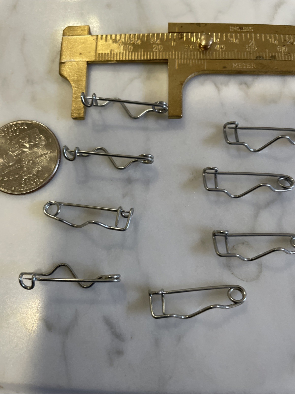 12 VTG Silver Tone Pin Back Badge Assembly