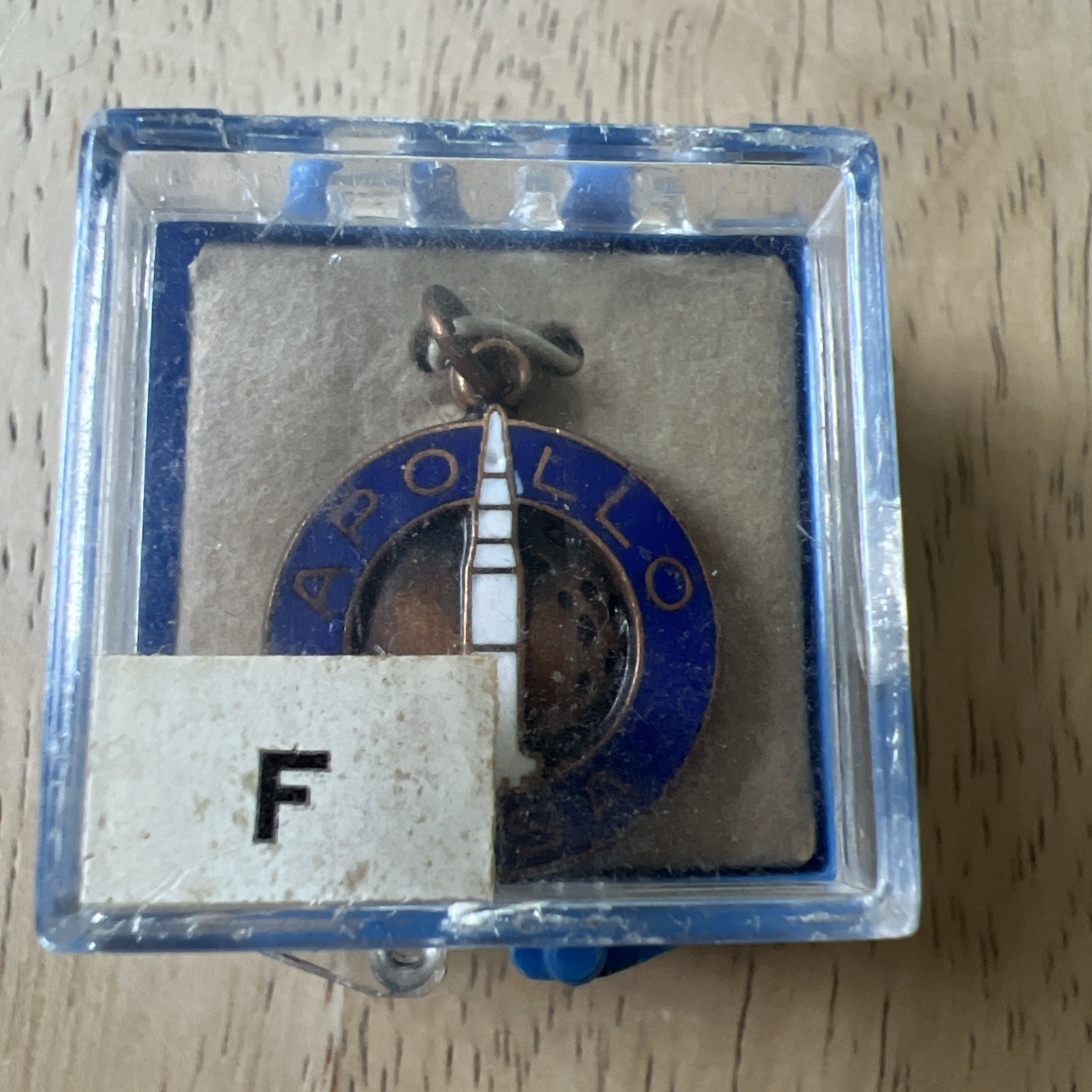 Vintage 1960s NASA Apollo Employee Charm Pendant - Crest Craft w/ Original Case