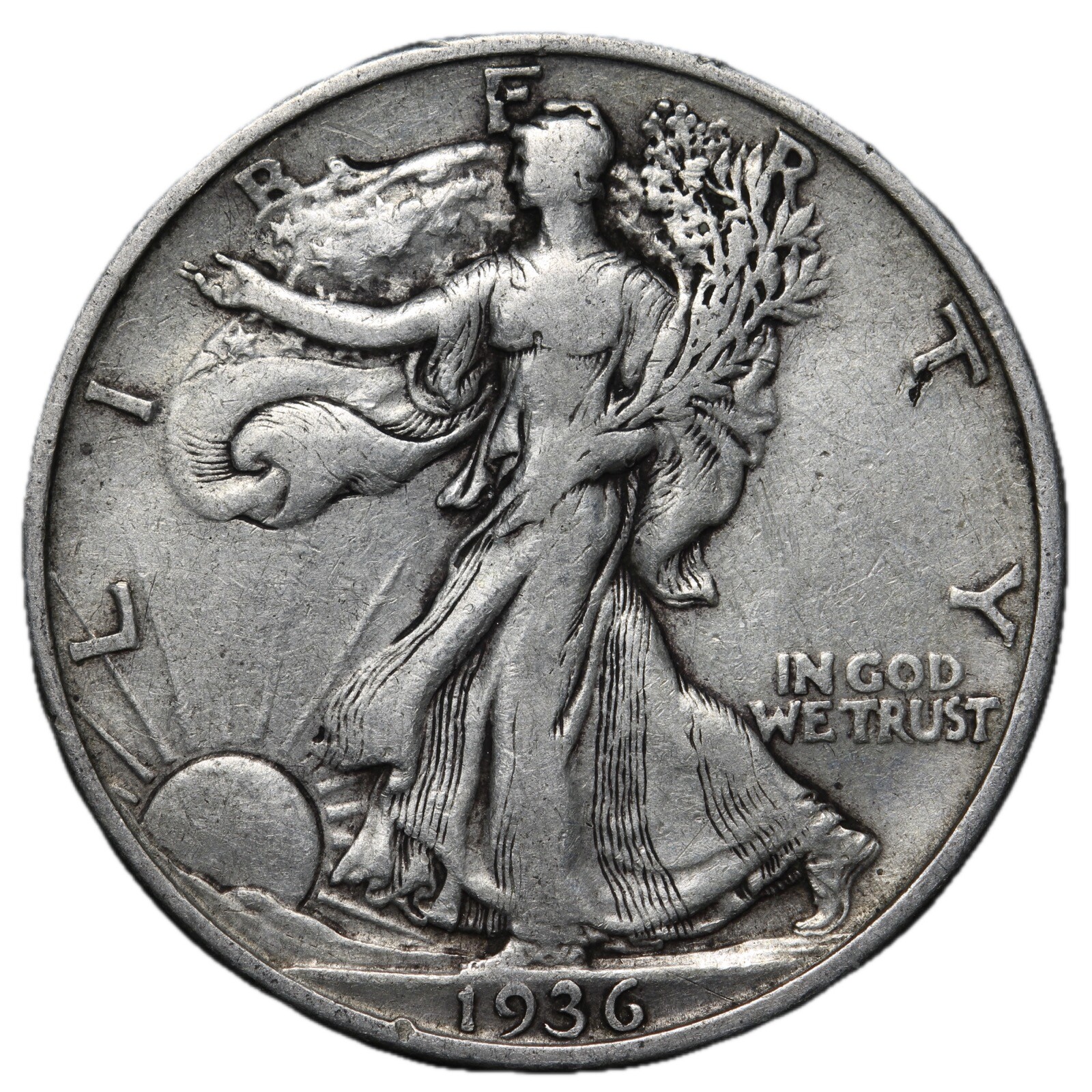 1936 Walking Liberty SILVER Half Dollar In XF Condition