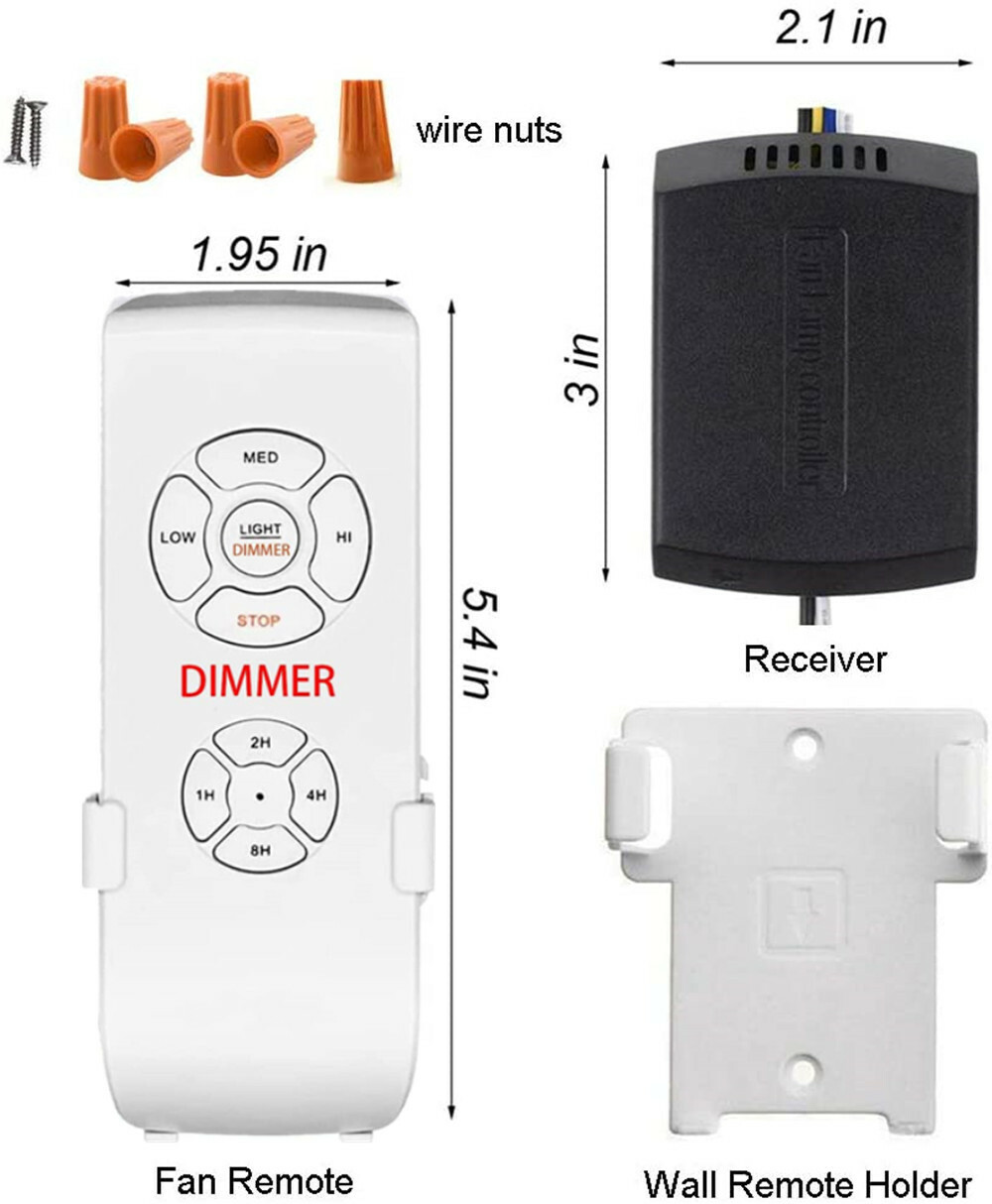 Nexete Ceiling Fan & Light Dimmer Remote Control Kit Fan Timing Speed & Dimmer
