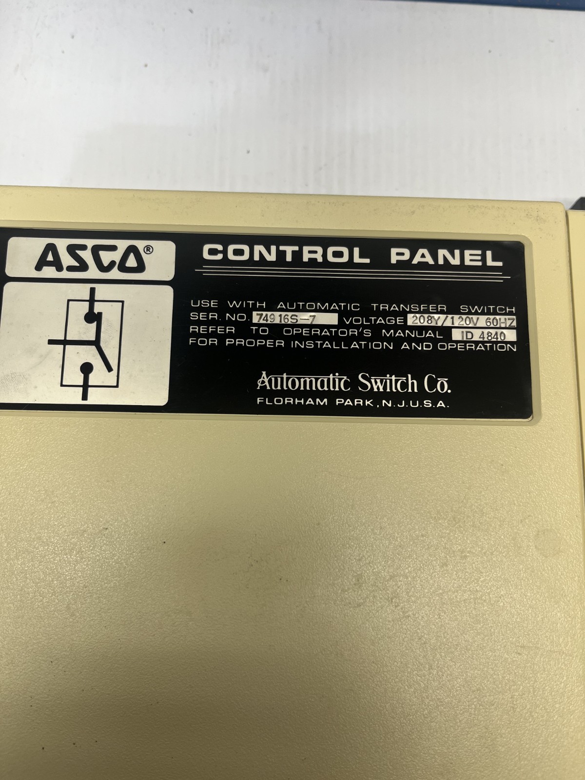 ASCO ATS Control Panel 74916s-7