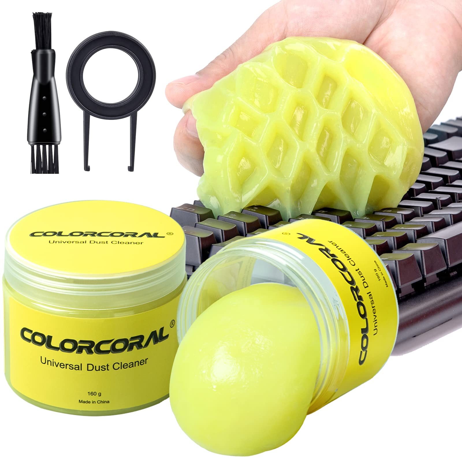 ColorCoral 2Pack Keyboard Cleaning Gel Kit Universal Dust Cleaner,Yellow