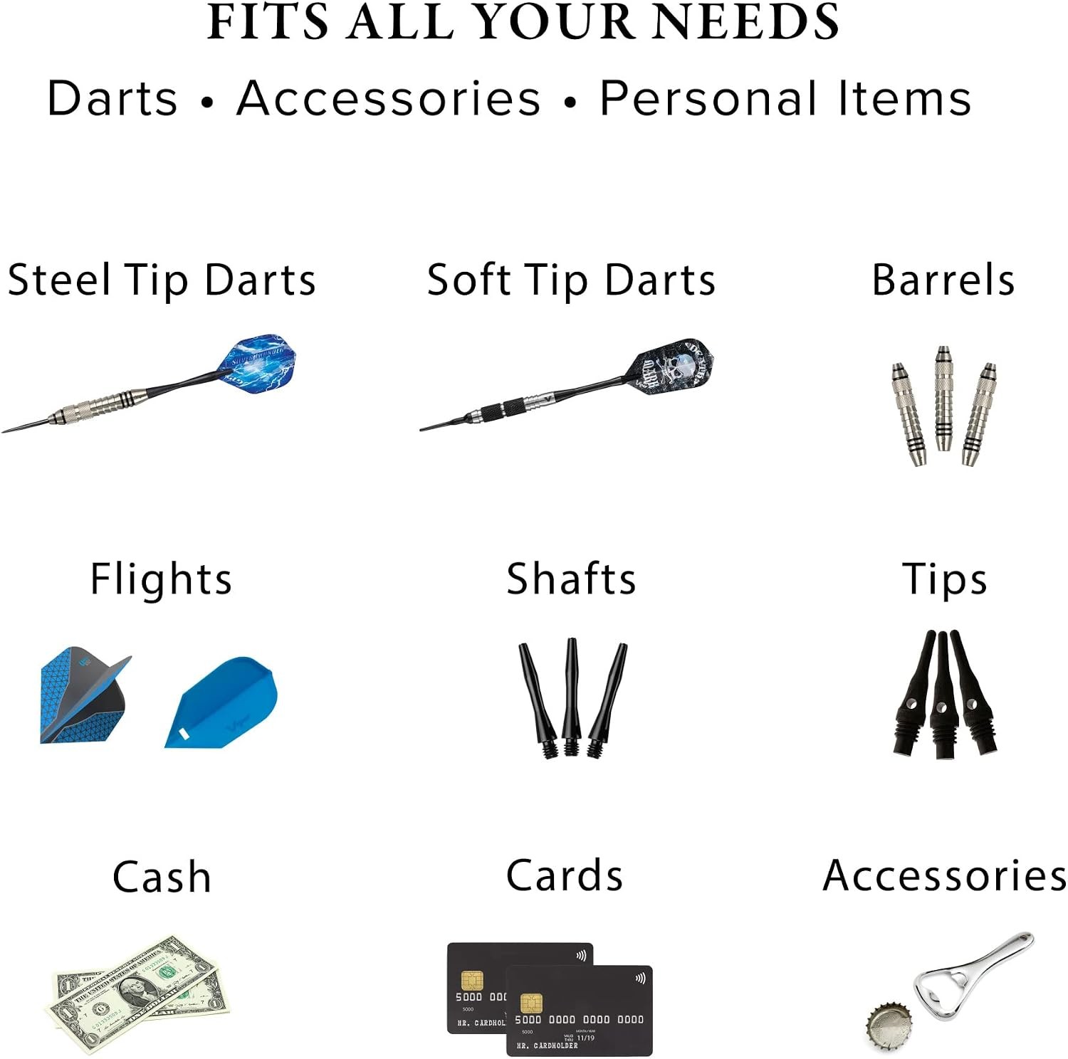 Sentinel 6 Dart Case Holds Extra Accessories Tips Shafts and Flights Compatible